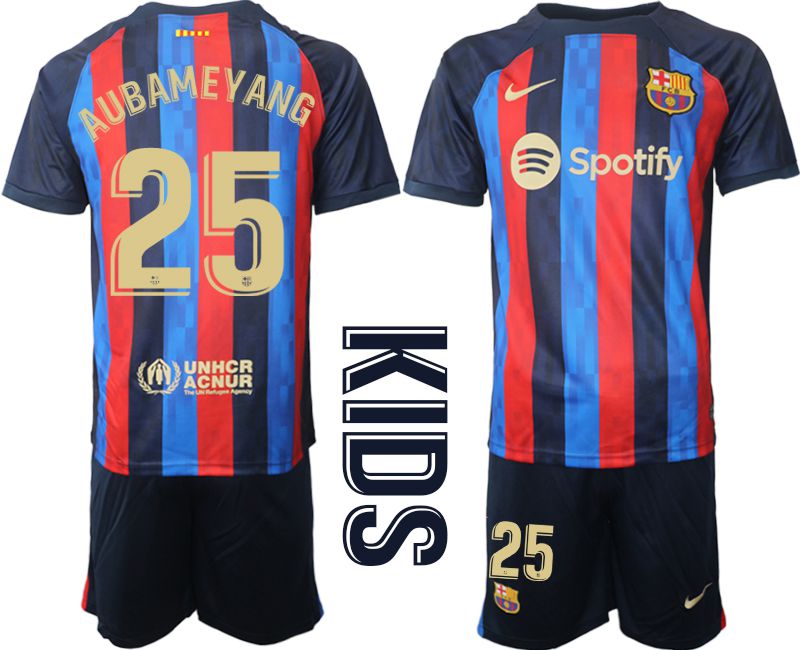 Youth 2022-2023 Club Barcelona home blue 25 Soccer Jersey